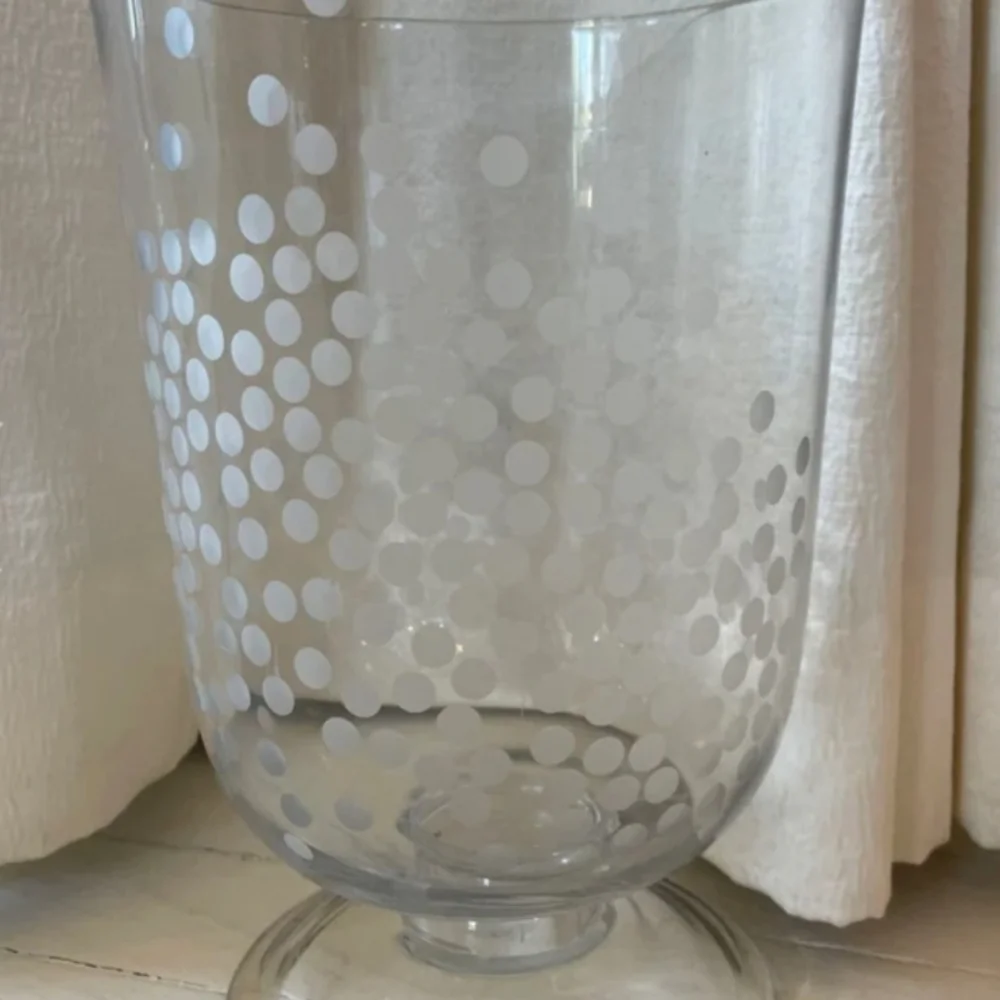 IKEA Clear Glass Vase with White Dots